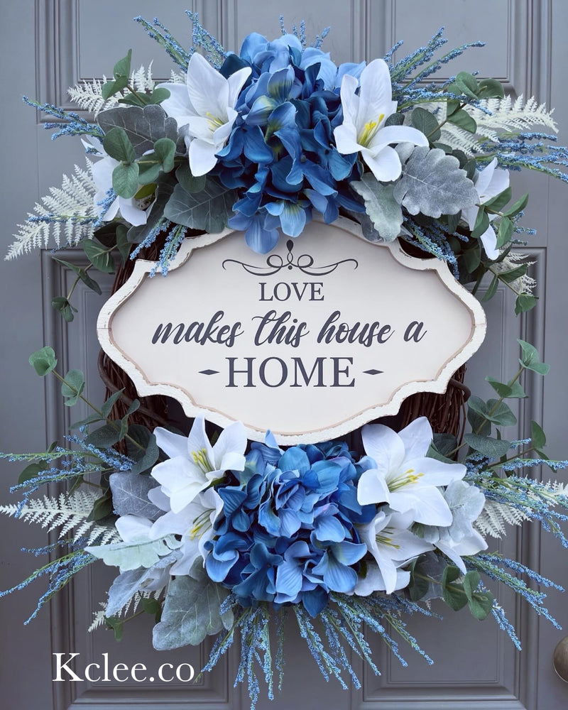 Blue Hydrangea Wreath (Ready to Ship)