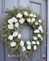 Baby’s Breath White Rose Wreath (Made to Order)