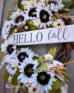 HELLO fall Sunflower Wreath (Ready to Ship)