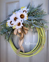 Green Lariat Sunflower Wreath (Ready to Ship)