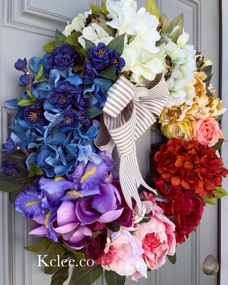 Floral Rainbow Wreath (Ready to Ship)