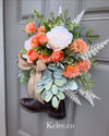 Thistle Rose Boot Wreath Arrangement (Ready to ship)