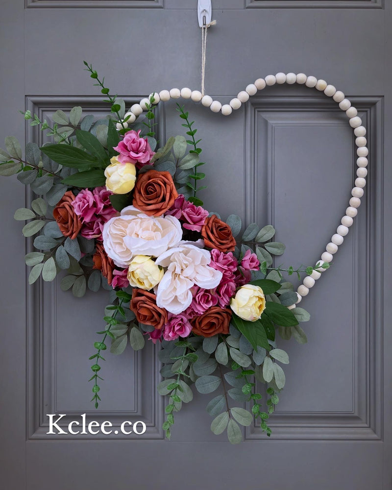 Mixed Flower Arrangement Heart Wreath (Ready to Ship)