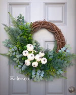 Greenery Pumpkin Wreath (Ready to Ship)