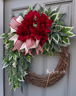 Red Dahlia All Seasons Wreath (Ready to Ship)