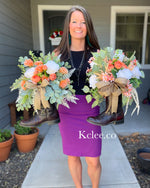 Thistle Rose Boot Wreath Arrangement (Ready to ship)