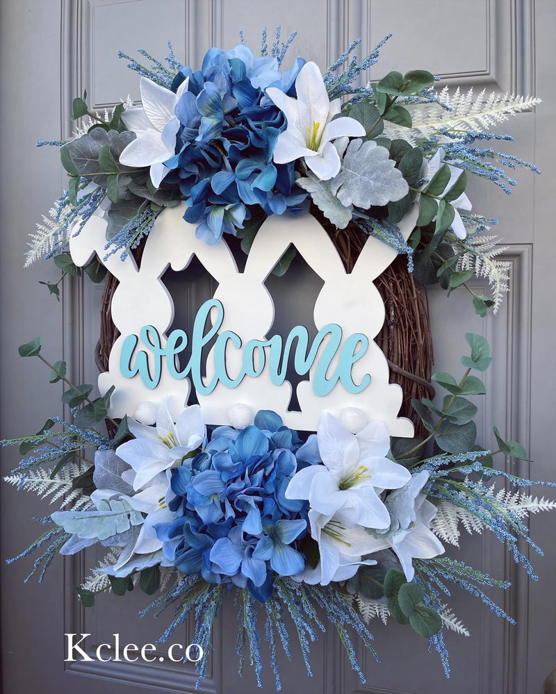 Blue Bunny Wreath (Ready to Ship)