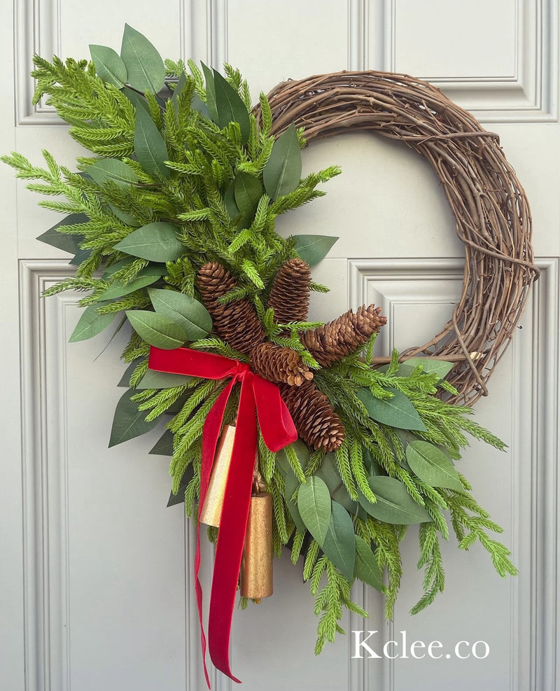 Winter Pinecones & Bells Wreath