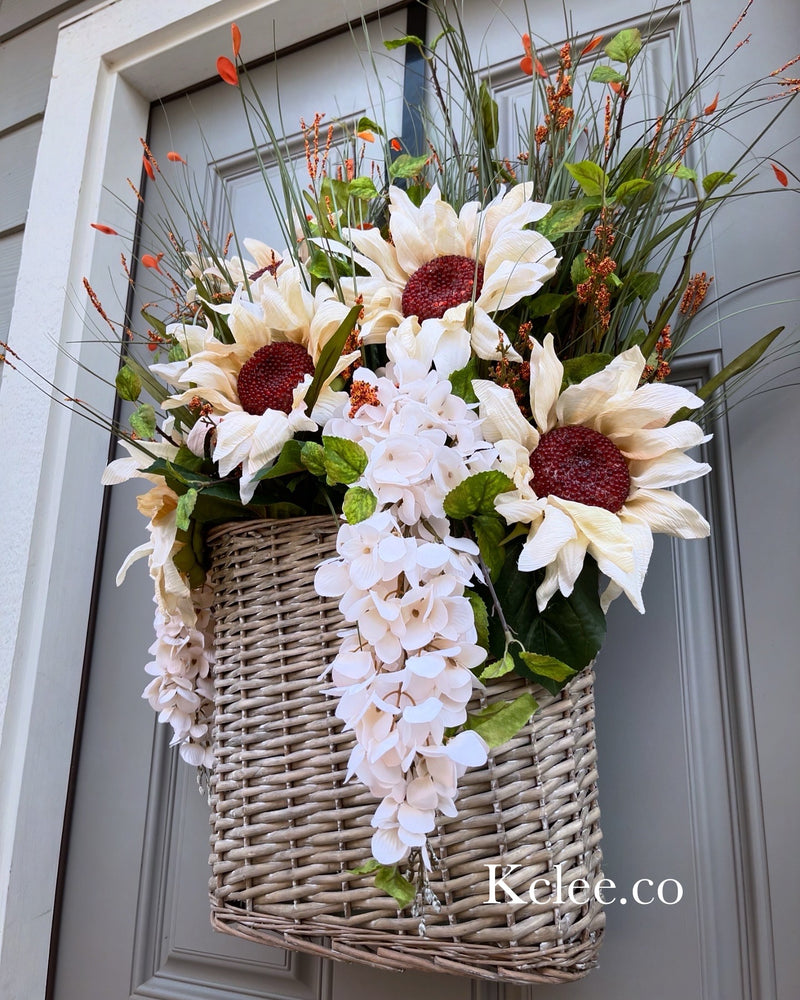 Large Basket of Sunflowers wreath (Ready to Ship)