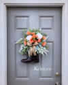 Thistle Rose Boot Wreath Arrangement (Ready to ship)