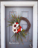 Cream Sunflower Mum Wreath (Ready to Ship)