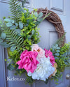 Rose Hydrangea Spring Wreath (Ready to Ship)