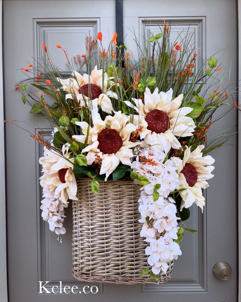 Large Basket of Sunflowers wreath (Ready to Ship)