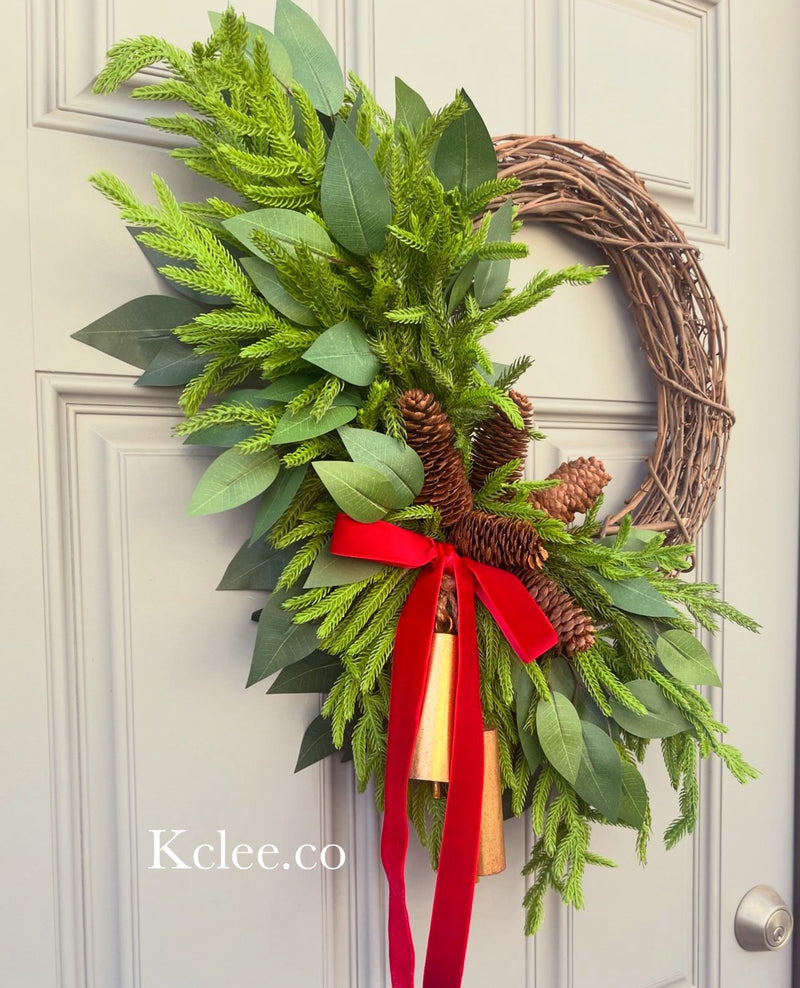 Winter Pinecones & Bells Wreath