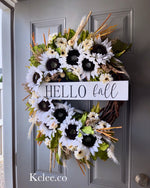 HELLO fall Sunflower Wreath (Ready to Ship)