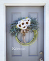 Green Lariat Sunflower Wreath (Ready to Ship)