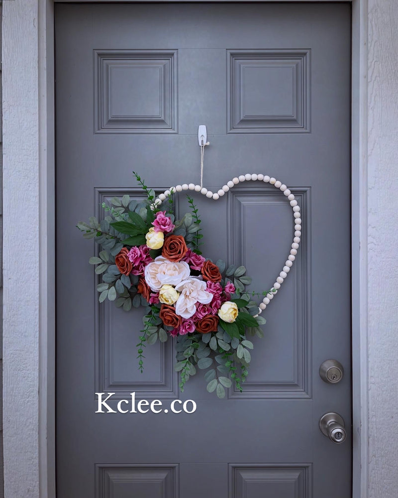 Mixed Flower Arrangement Heart Wreath (Ready to Ship)