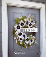 HELLO fall Sunflower Wreath (Ready to Ship)