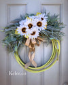 Green Lariat Sunflower Wreath (Ready to Ship)