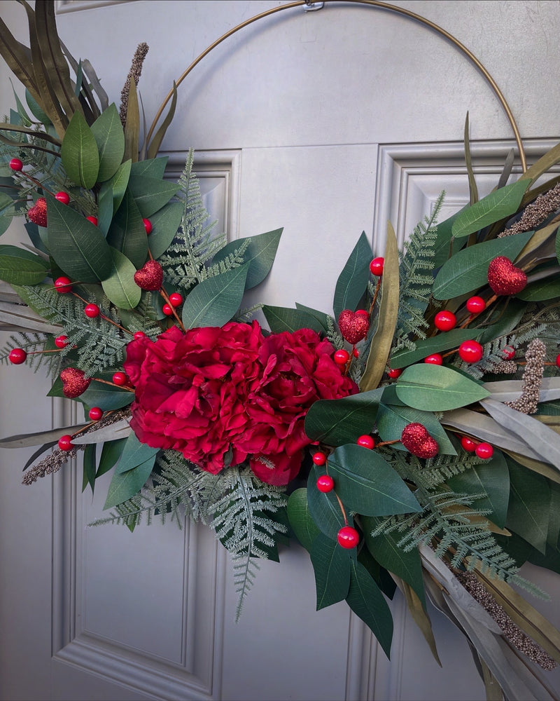 Pretty Red ❤️ Hoop Wreath (Ready to Ship)