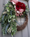 Red Dahlia All Seasons Wreath (Ready to Ship)