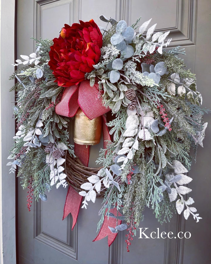 Winter Greens w/ Red Peony (Ready to Ship)