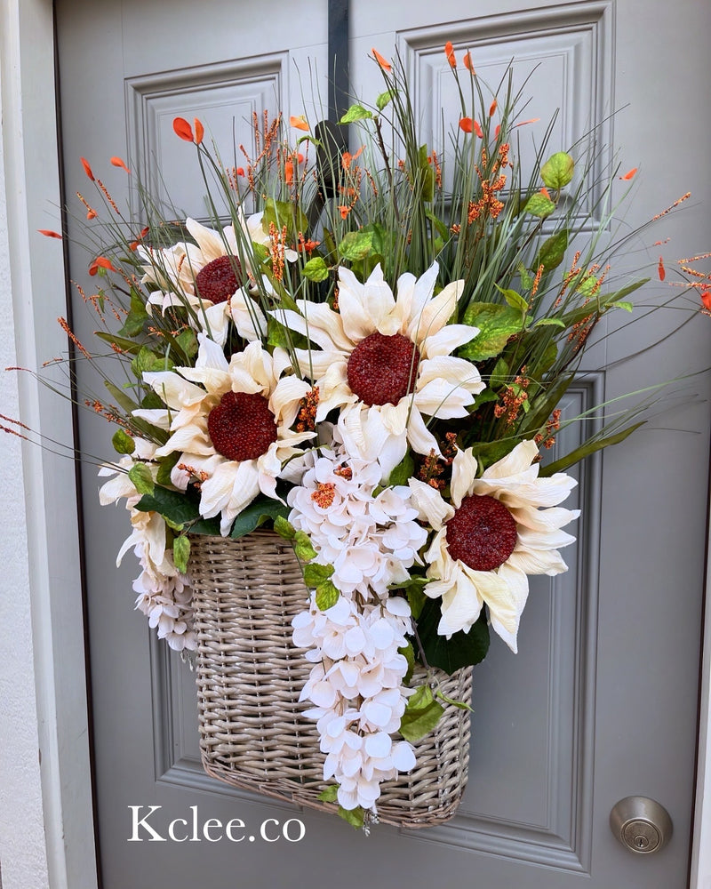 Large Basket of Sunflowers wreath (Ready to Ship)