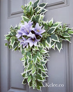 Ficus Lily Cross Wreath (Ready to Ship)