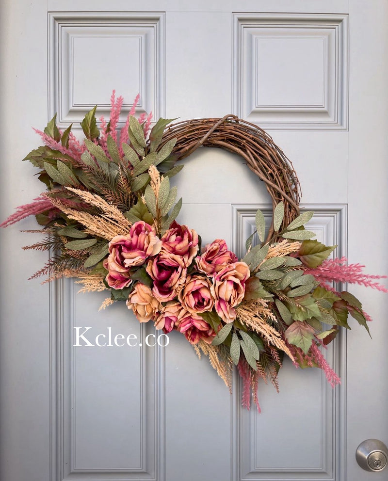 Romantic Pink Wreath (Ready to Ship)