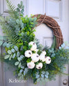 Greenery Pumpkin Wreath (Ready to Ship)