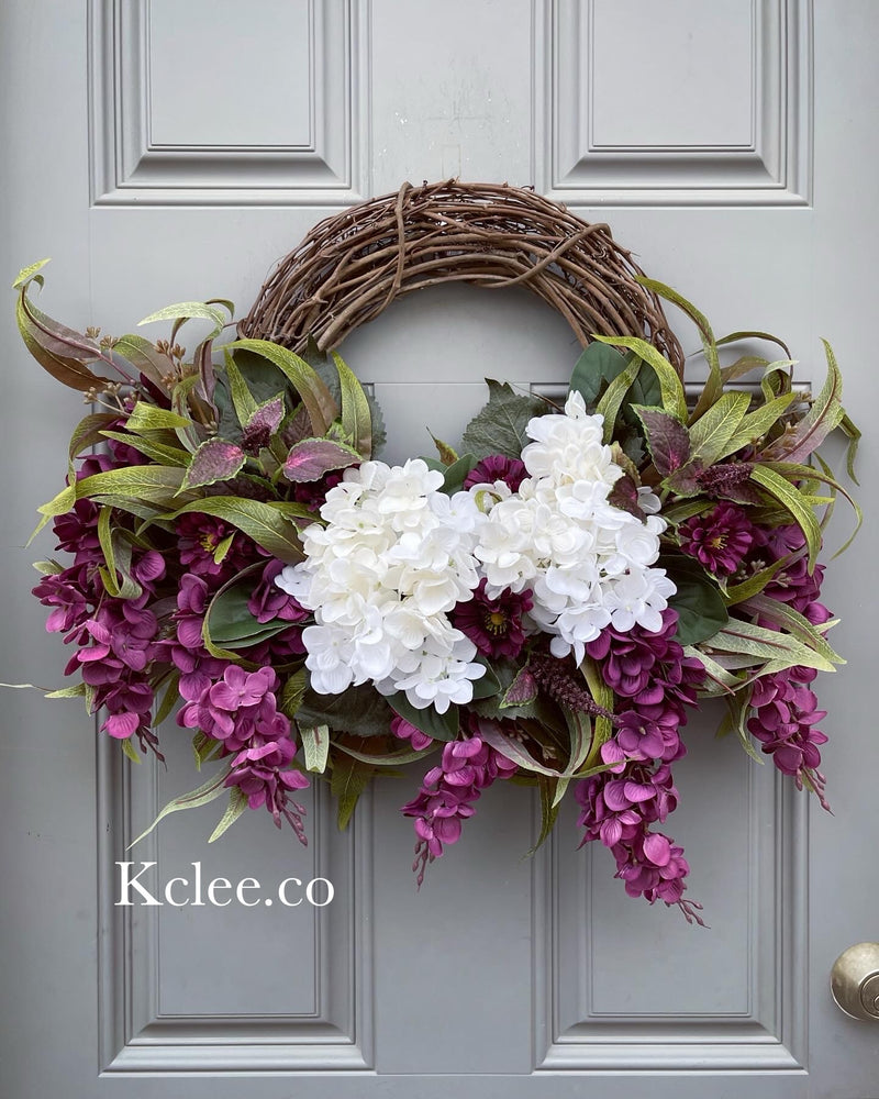 Spring White Hydrangea Wreath (Ready to Ship)