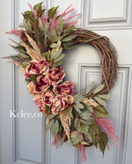 Romantic Pink Wreath (Ready to Ship)