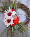 Cream Sunflower Mum Wreath (Ready to Ship)