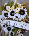 HELLO fall Sunflower Wreath (Ready to Ship)