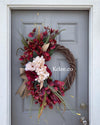 Wine Colored Floral Wreath (Ready to Ship)