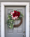 Red Dahlia All Seasons Wreath (Ready to Ship)