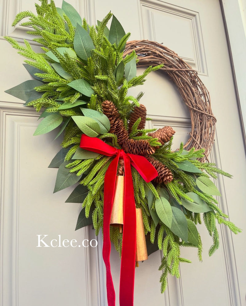 Winter Pinecones & Bells Wreath