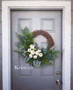 Greenery Pumpkin Wreath (Ready to Ship)