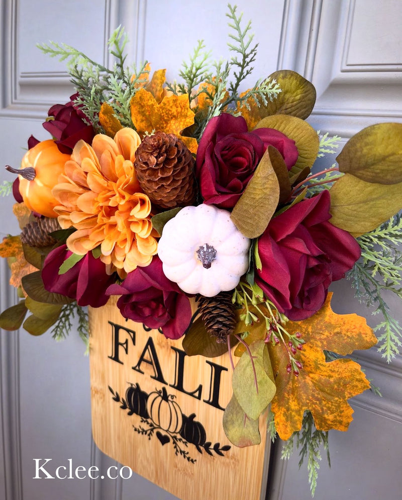 Hello FALL bamboo floral board (Ready to Ship)