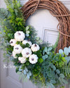 Greenery Pumpkin Wreath (Ready to Ship)