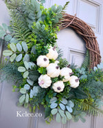 Greenery Pumpkin Wreath (Ready to Ship)