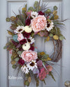 Pink Maroon Pumpkin Wreath (Ready to Ship)