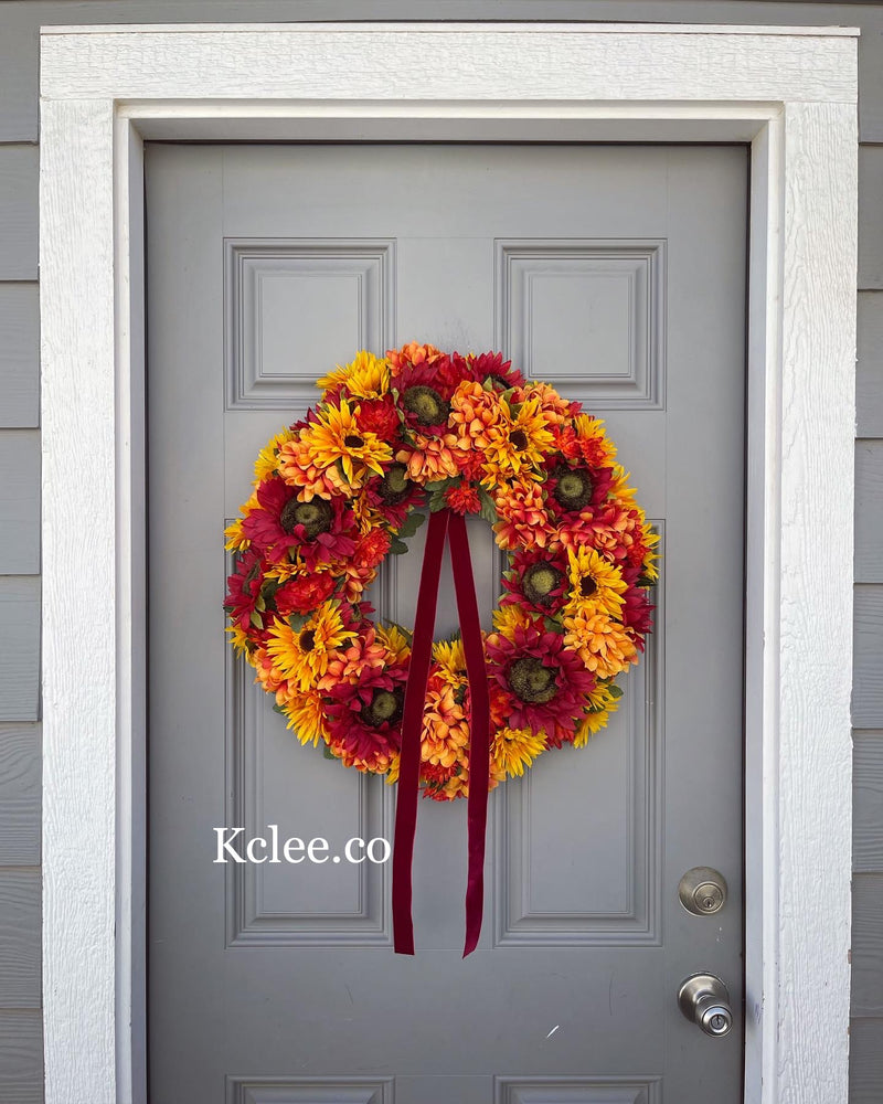 Full Fall Floral Wreath (Ready to Ship)