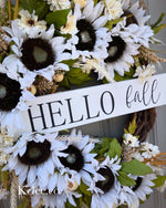 HELLO fall Sunflower Wreath (Ready to Ship)