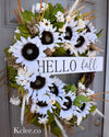 HELLO fall Sunflower Wreath (Ready to Ship)