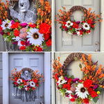 SALE! Bright Fall Wreath with removable skeleton (Ready to Ship)